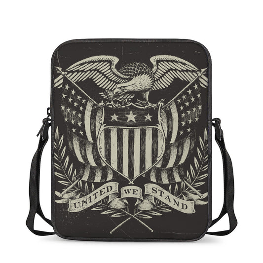 United We Stand American Flag Print Rectangular Crossbody Bag