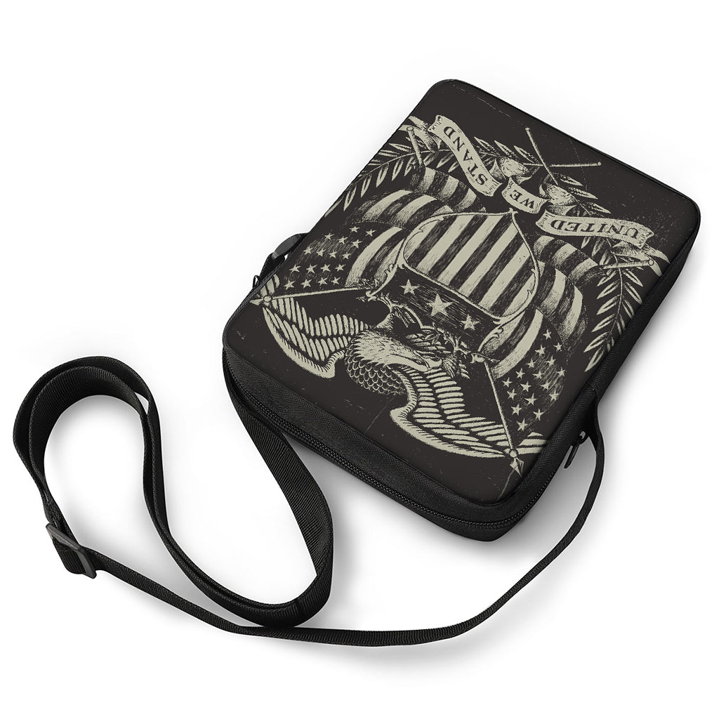 United We Stand American Flag Print Rectangular Crossbody Bag