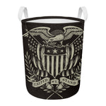 United We Stand American Flag Print Round Laundry Basket