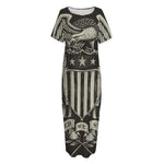 United We Stand American Flag Print Short Sleeve Long Nightdress