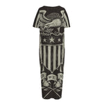 United We Stand American Flag Print Short Sleeve Long Nightdress