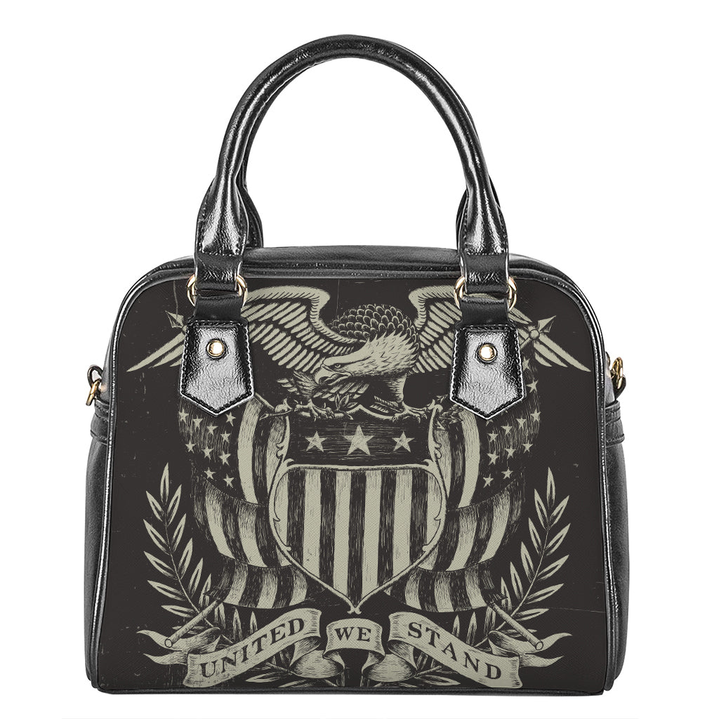 United We Stand American Flag Print Shoulder Handbag