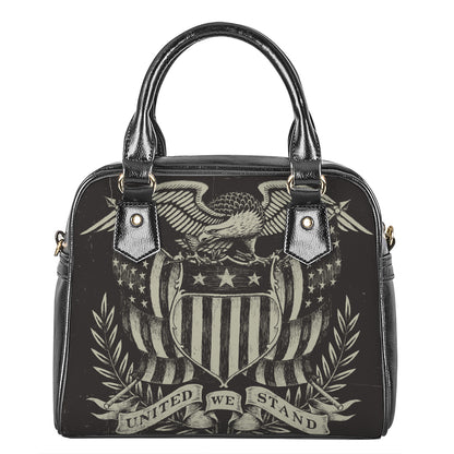 United We Stand American Flag Print Shoulder Handbag