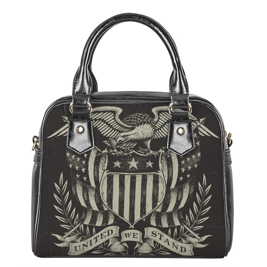 United We Stand American Flag Print Shoulder Handbag