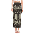 United We Stand American Flag Print Side Slit Maxi Skirt
