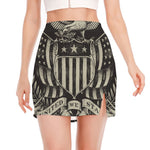 United We Stand American Flag Print Side Slit Mini Skirt