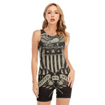 United We Stand American Flag Print Sleeveless One Piece Swimsuit