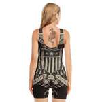 United We Stand American Flag Print Sleeveless One Piece Swimsuit
