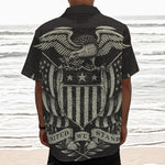 United We Stand American Flag Print Textured Short Sleeve Shirt