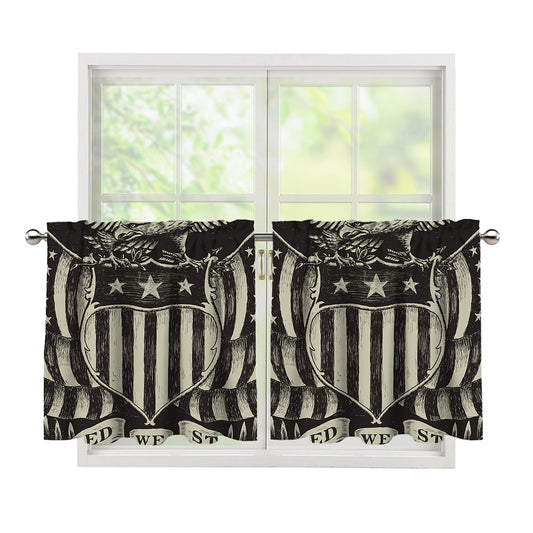 United We Stand American Flag Print Tier Curtains