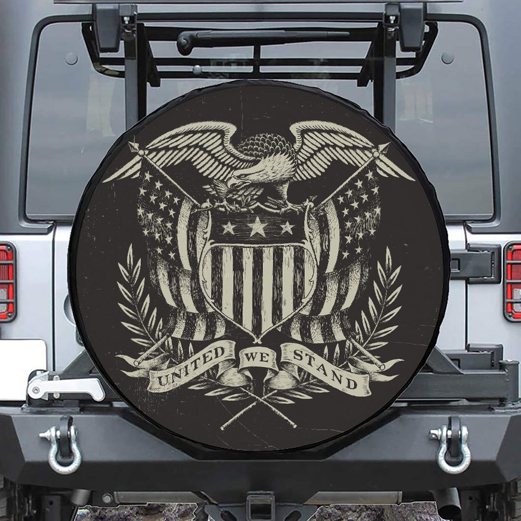 United We Stand American Flag Print Tire Cover