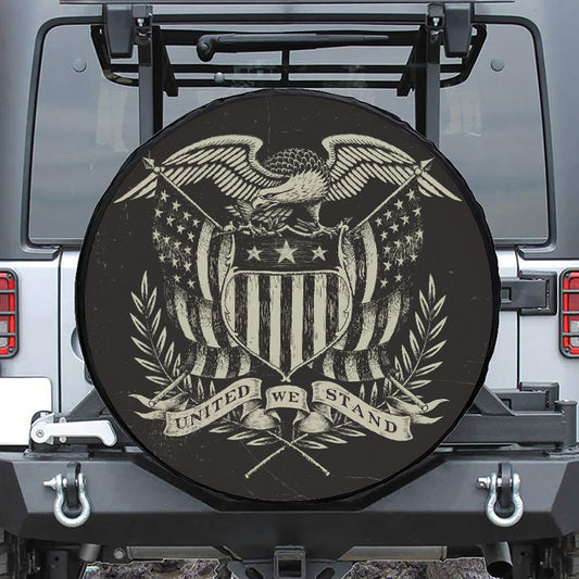United We Stand American Flag Print Tire Cover