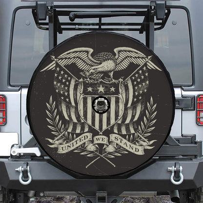 United We Stand American Flag Print Tire Cover With Camera Hole