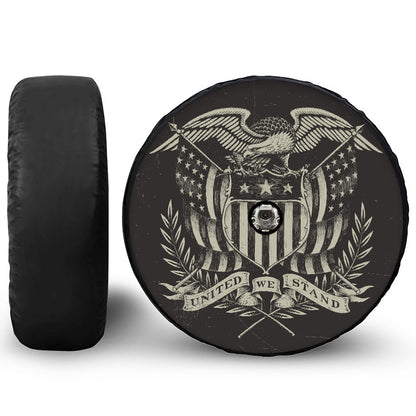 United We Stand American Flag Print Tire Cover With Camera Hole