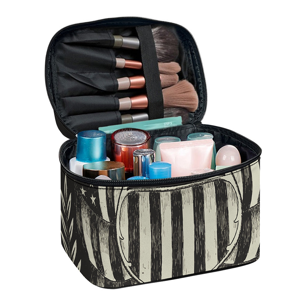 United We Stand American Flag Print Travel Makeup Bag
