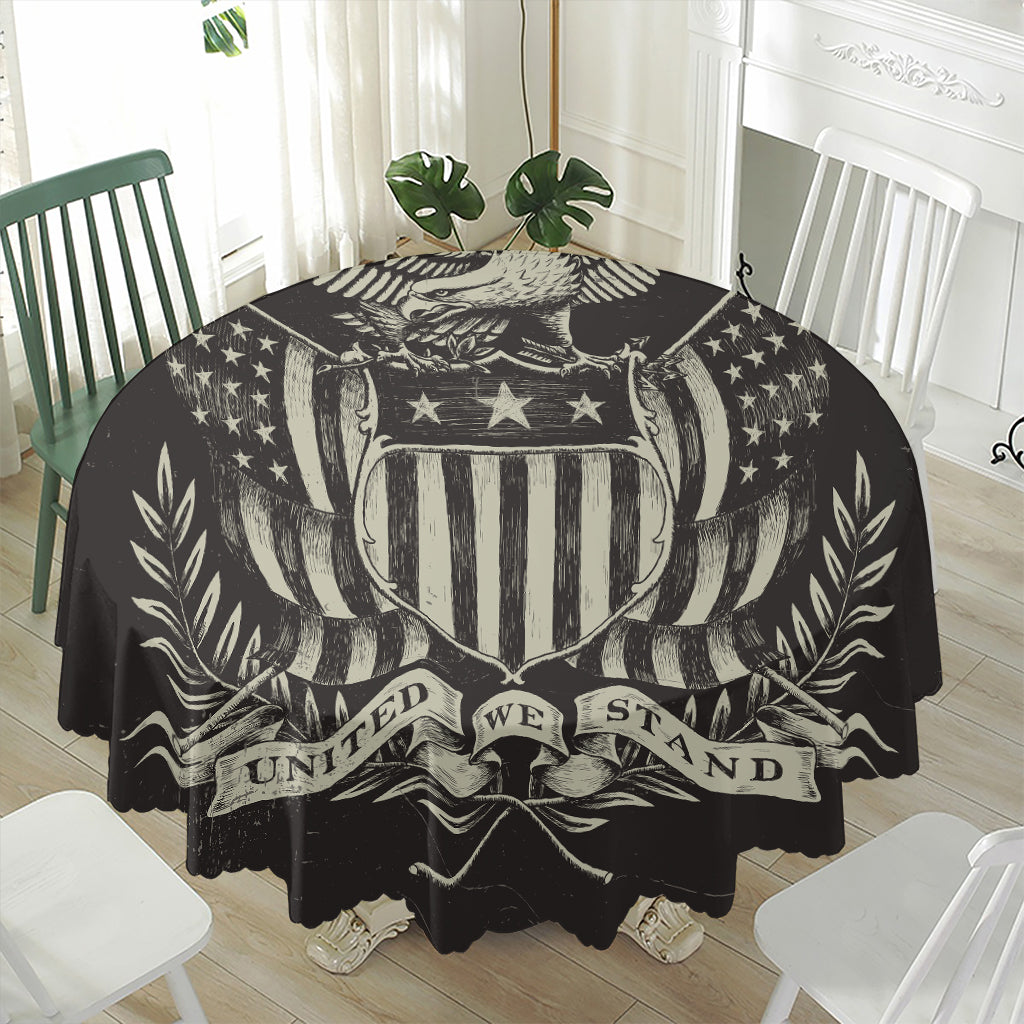 United We Stand American Flag Print Waterproof Round Tablecloth