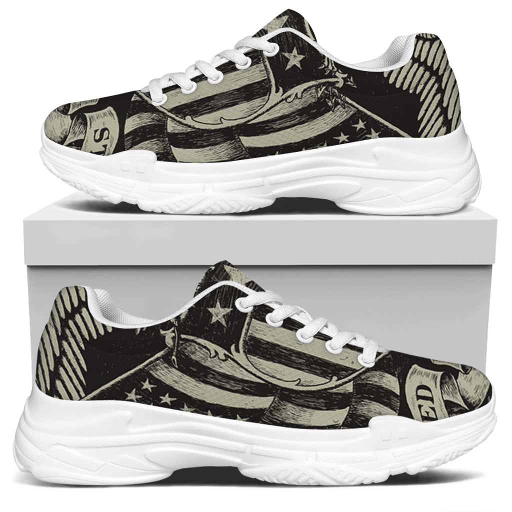 United We Stand American Flag Print White Chunky Shoes