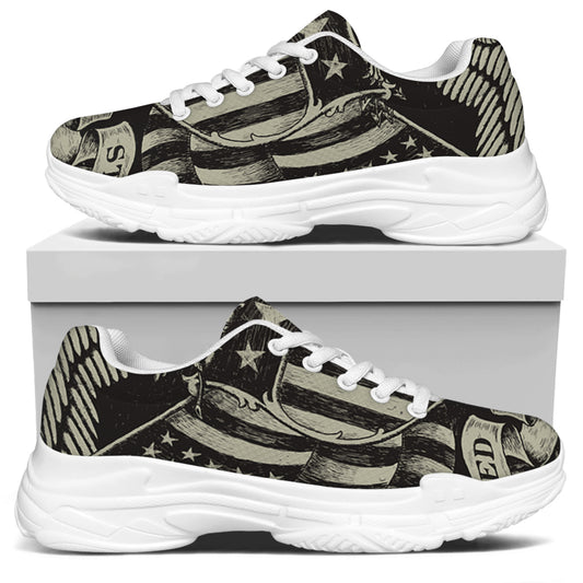 United We Stand American Flag Print White Chunky Shoes