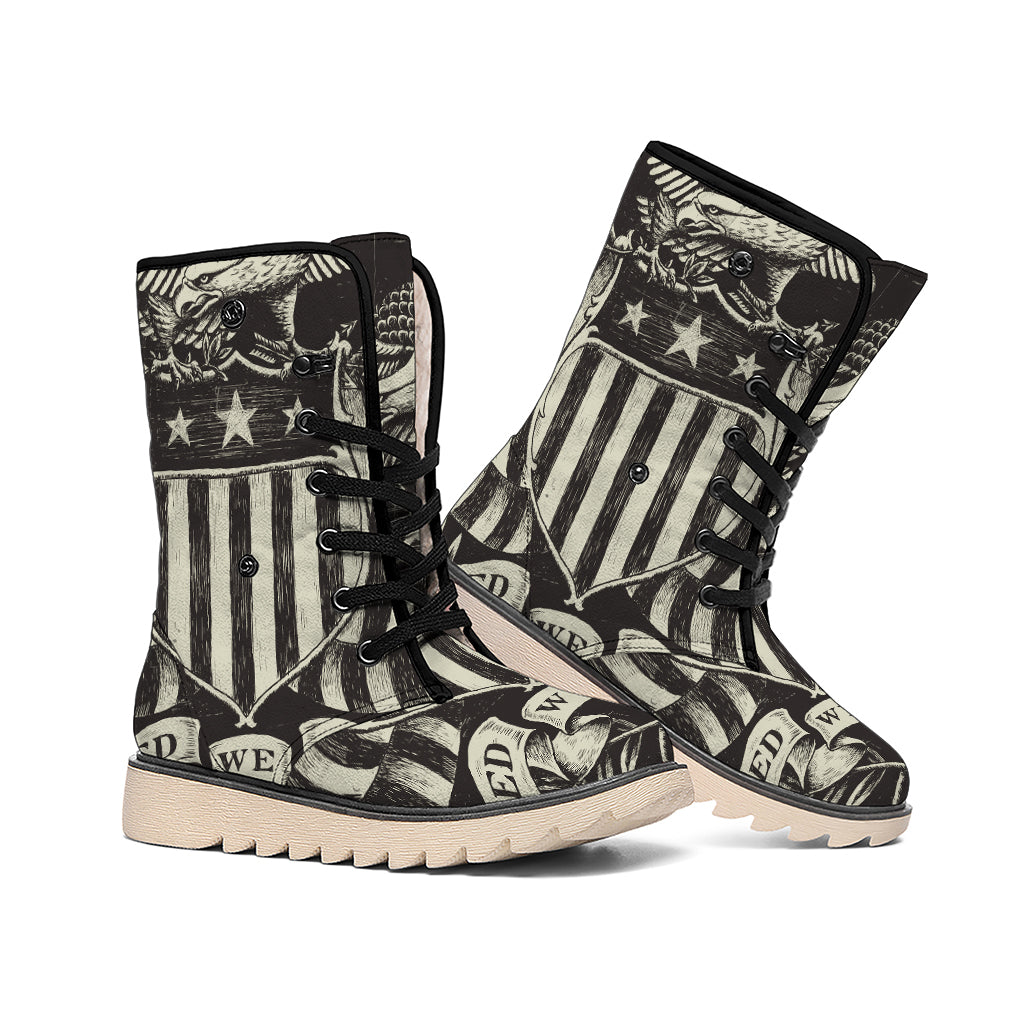 United We Stand American Flag Print Winter Boots