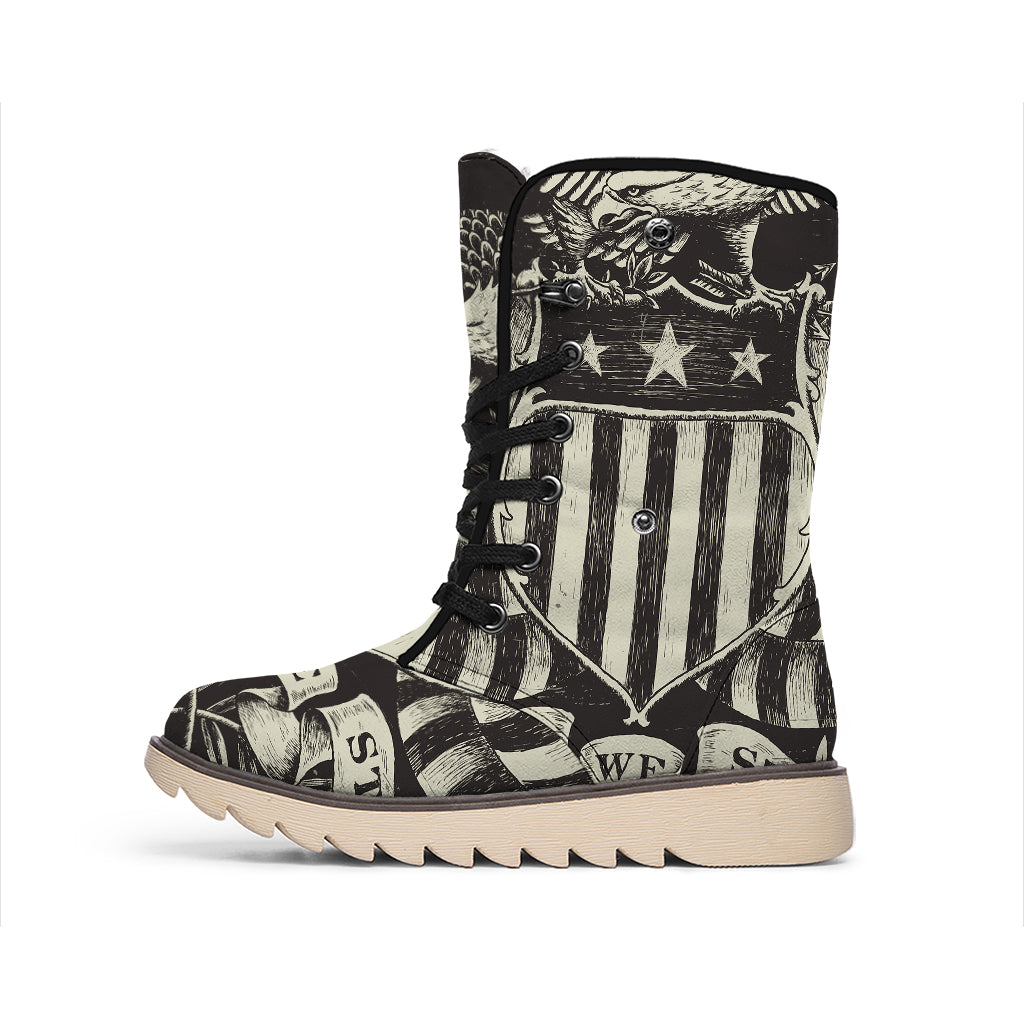 United We Stand American Flag Print Winter Boots