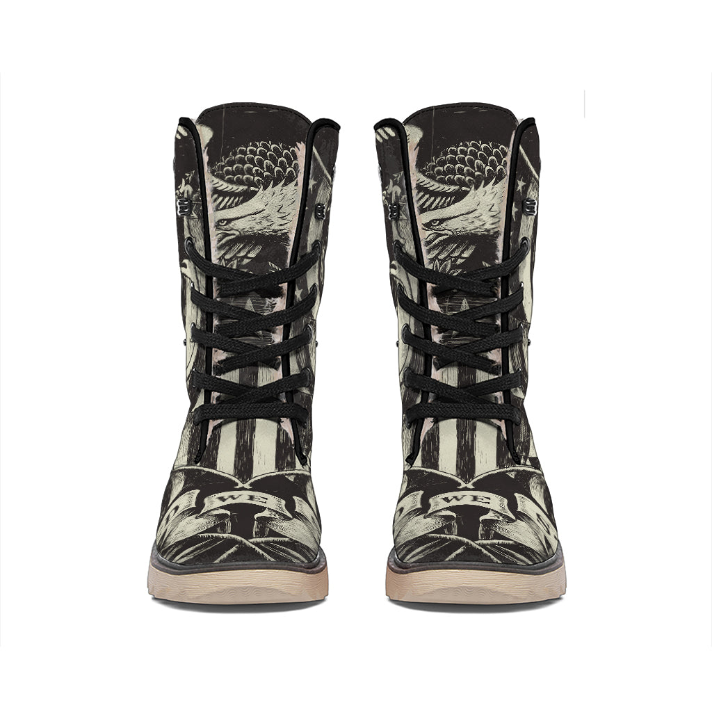 United We Stand American Flag Print Winter Boots