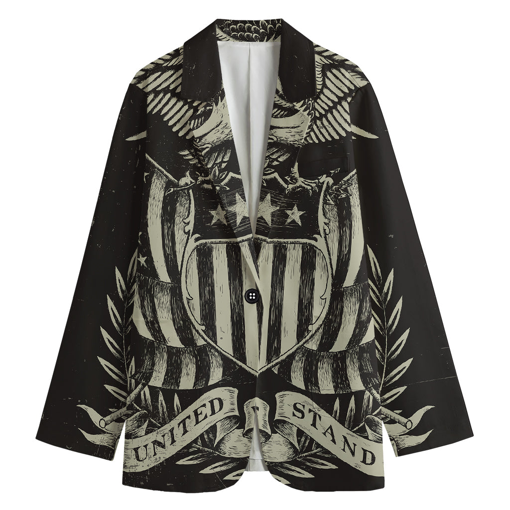 United We Stand American Flag Print Women's Blazer
