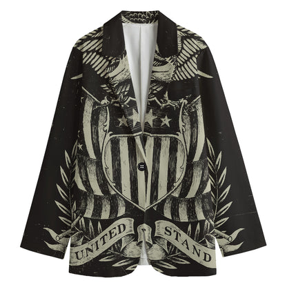 United We Stand American Flag Print Women's Blazer
