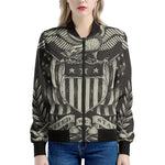 United We Stand American Flag Print Women's Bomber Jacket