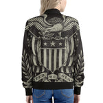 United We Stand American Flag Print Women's Bomber Jacket