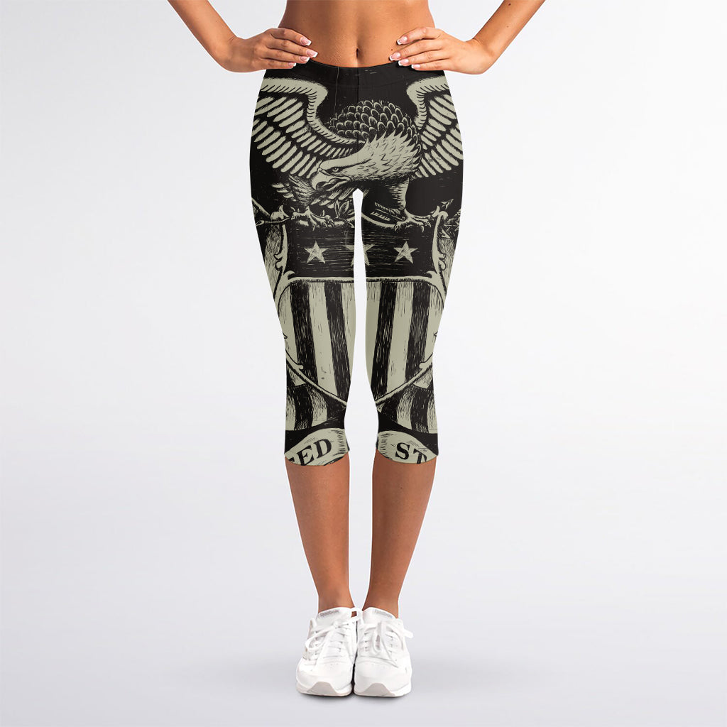 United We Stand American Flag Print Women's Capri Leggings