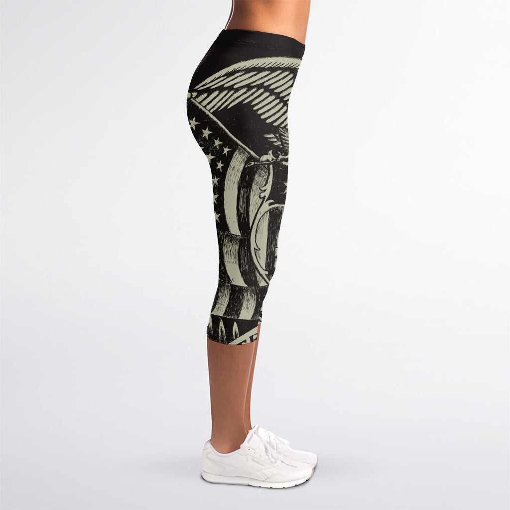 United We Stand American Flag Print Women's Capri Leggings