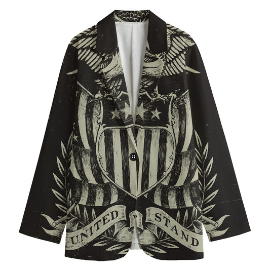 United We Stand American Flag Print Women's Cotton Blazer