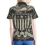 United We Stand American Flag Print Women's Polo Shirt