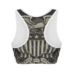 United We Stand American Flag Print Women's Sports Bra