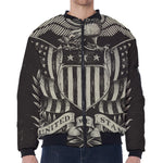 United We Stand American Flag Print Zip Sleeve Bomber Jacket
