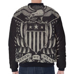 United We Stand American Flag Print Zip Sleeve Bomber Jacket