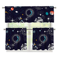 Universe Galaxy Outer Space Print 3 Piece Kitchen Curtains