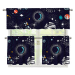 Universe Galaxy Outer Space Print 3 Piece Kitchen Curtains