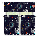 Universe Galaxy Outer Space Print 3 Piece Kitchen Curtains
