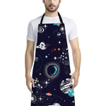 Universe Galaxy Outer Space Print Bib Apron With Pocket