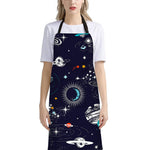 Universe Galaxy Outer Space Print Bib Apron With Pocket