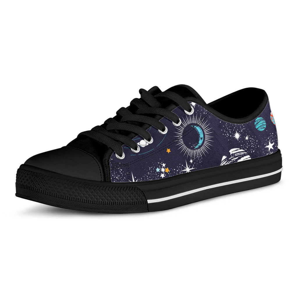 Universe Galaxy Outer Space Print Black Low Top Sneakers