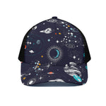 Universe Galaxy Outer Space Print Black Mesh Trucker Cap