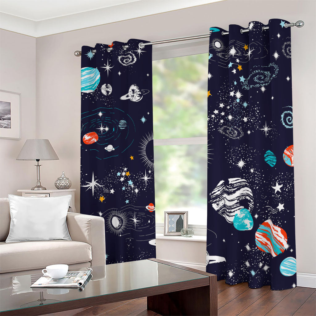 Universe Galaxy Outer Space Print Blackout Grommet Curtains