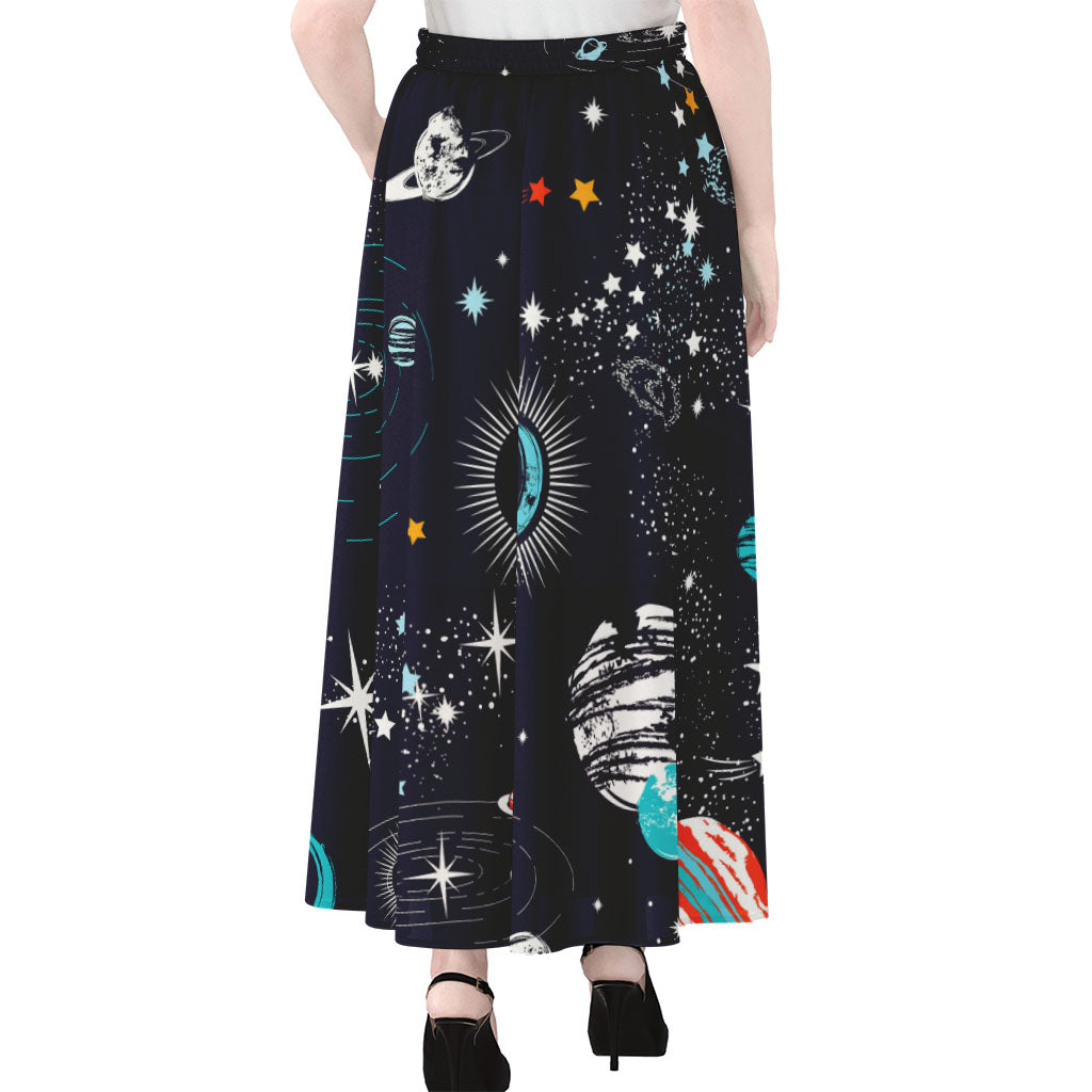Universe Galaxy Outer Space Print Chiffon Maxi Skirt
