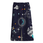 Universe Galaxy Outer Space Print Cotton Front Slit Maxi Skirt