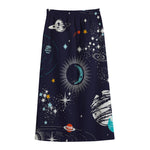 Universe Galaxy Outer Space Print Cotton Front Slit Maxi Skirt