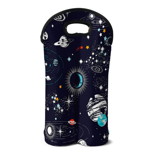 Universe Galaxy Outer Space Print Double Neoprene Wine Tote