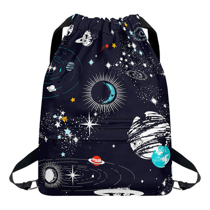 Universe Galaxy Outer Space Print Drawstring Backpack