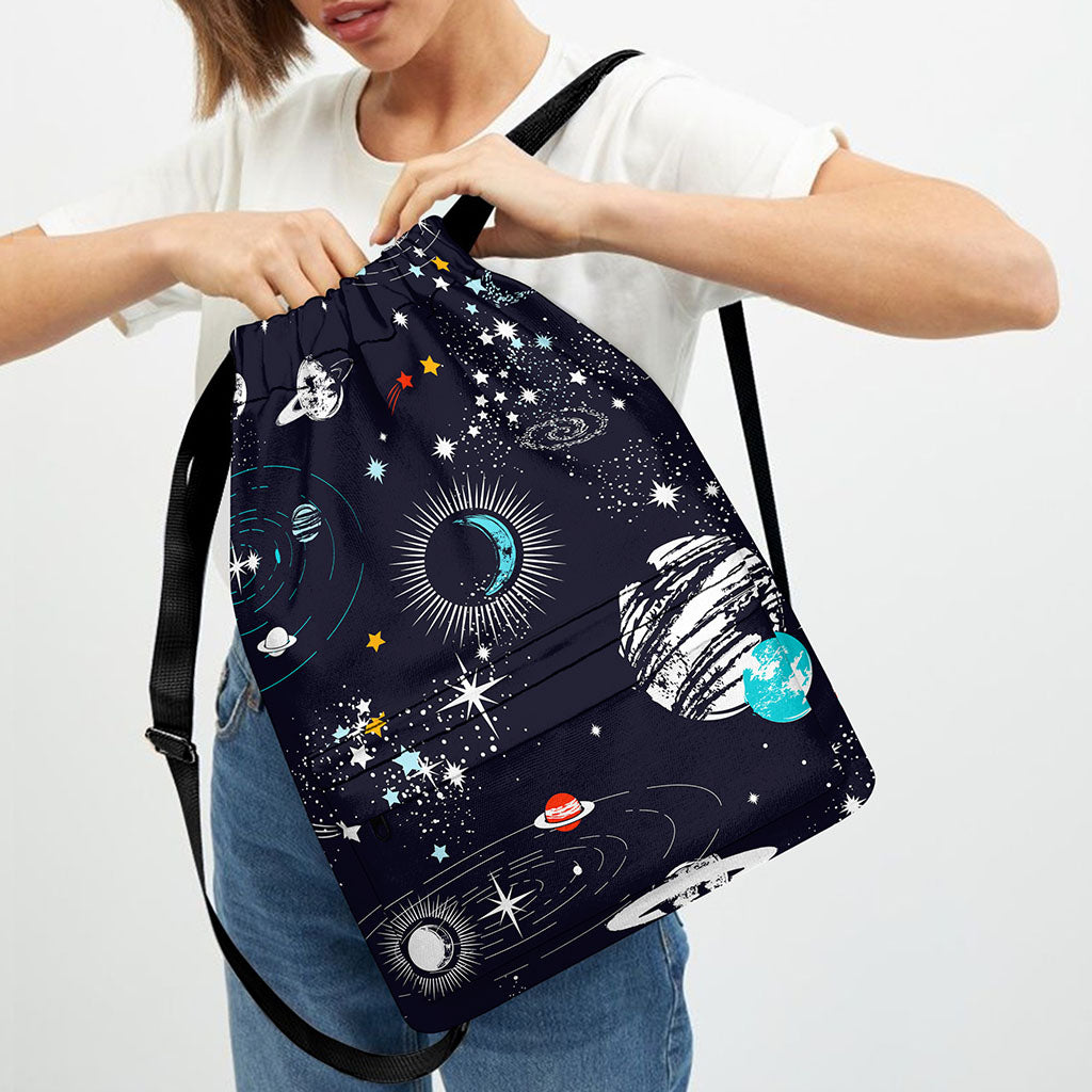 Universe Galaxy Outer Space Print Drawstring Backpack